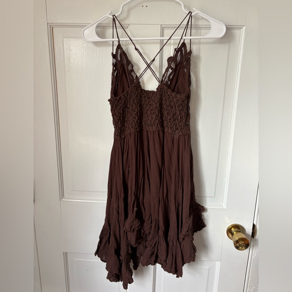 Free People FP One Adella Slip Mini Dress in Brown, Size Medium (M) - Crochet - Picture 6 of 14